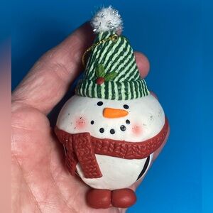 St. Nicholas Square Snowman Jingle Bell Ornament NWT